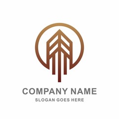 Geometric Building Tower Arrow Architecture Interior Construction Business Company Stock Vector Logo Design Template 
