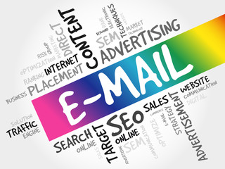 E-MAIL word cloud collage, business concept