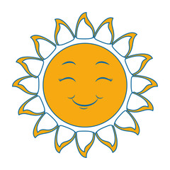 cartoon happy sun icon over white background colorful design vector illustration