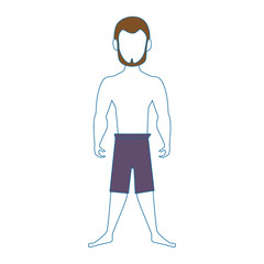 man wearing a  swimsuit icon over white background vector illustration