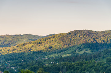 Carpathian mountains landscape in Ukraine in the summer season in Yaremche