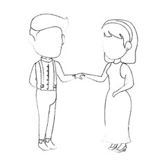 avatar wedding couple icon over white background vector illustration