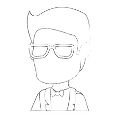 avatar man with glasses icon over white background vector illustration