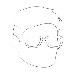 avatar man with glasses icon over white background vector illustration