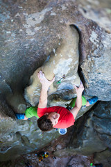 Extreme sports on the rocks.