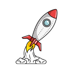 space rocket icon over white background vector illustration