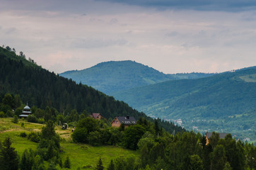 Fototapeta na wymiar Carpathian mountains landscape in Ukraine in the summer season in Yaremche