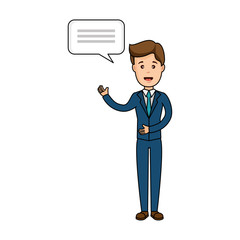 businessman with speech bubble icon over white background colorful design vector illustration
