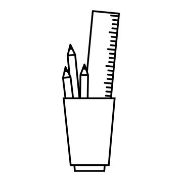 cup with pencils and utensils icon over white background vector illustration