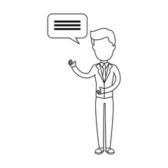 businessman with speech bubble icon over white background colorful design vector illustration