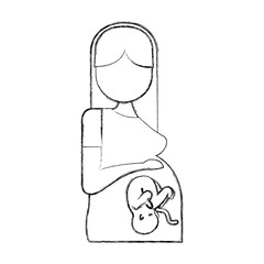 Pregnant woman with her fetus vector illustration design