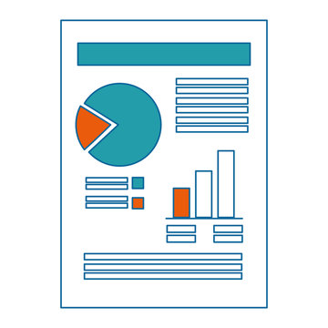 document with Statistical graphs icon over white background vector illustration