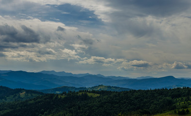 Carpathian mountains landscape in Ukraine in the summer season in Yaremche
