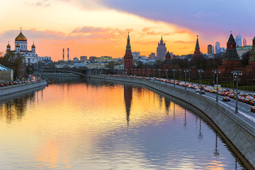 Fototapeta na wymiar Sunset over the Moscow Kremlin, Russia