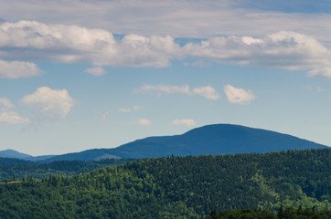 Carpathian mountains landscape in Ukraine in the summer season in Yaremche