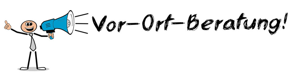 Vor-Ort-Beratung! / Mann mit Megafon