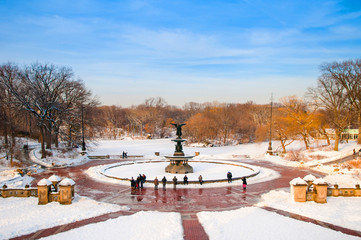 Central Park,Bethesda Fountain, New York in winter