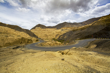Beautiful view of moonland, Road of Himalayan mountain background, Ladakh, Jammu and Kashmir, India