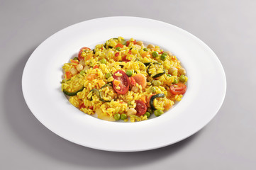 Dish of vegetarian paella