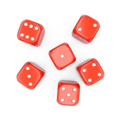 3d rendering red dices isolated on white background