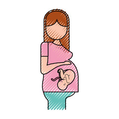 Pregnant woman with her fetus vector illustration design