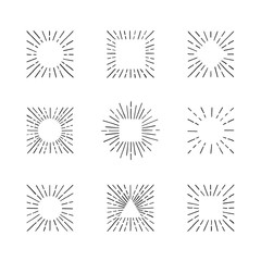 Sunburst ink hand drawn vector set. Part five.