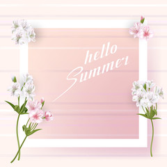 Beautiful square frame with flowers and pearls on black background for greeting card or invitation design.