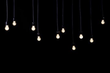 light bulbs on a black background