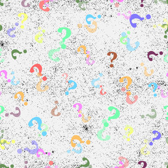 Colorful Question mark seamless pattern . Vector seamless pattern with question marks. Monochrome hipster background. Hand drawn random black punctuation marks.