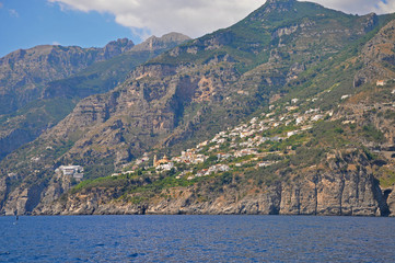 Multilevel towns on the cliffs of the Amalfi coast