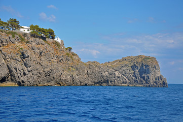 Fototapeta na wymiar Russian island near the Amalfi coast