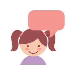 cute little girl with speech bubble vector illustration design