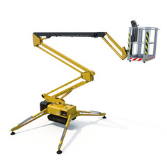 Engine Powered Scissor Lift on white. 3D illustration, clipping path