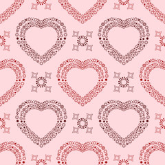 Fototapeta na wymiar Red seamless pattern with hearts made of stars.