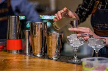 Bartender prepares a cocktail