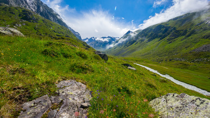 Fototapeta na wymiar Mountains of the Austrian Alps in Stubaital in summer
