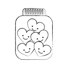 mason jar bottle with hearts kawaii character vector illustration design