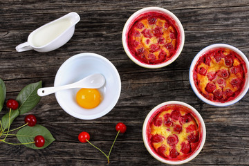  portions of Cherry clafouti in ceramic ramekins