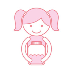 cute little girl character with watter bottle vector illustration design