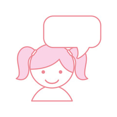 cute little girl with speech bubble vector illustration design