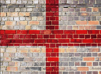 England flag on a brick wall background