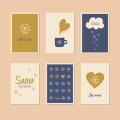 set of decorative winter cards