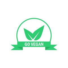 Go vegan label. Green food icon. Vector sticker