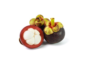Isolated mangosteen on white background