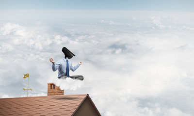 Concept of security and privacy protection with camera headed ma