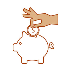 hand human with coin money isolated icon vector illustration design