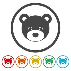 Bear head icons set - vector Illustration 