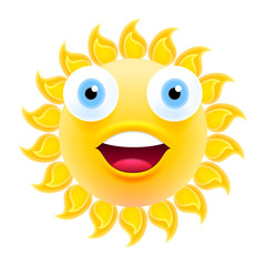 Happy Smiling Sun Emoticon with Open Mouth