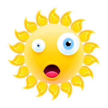 Embarrassed Sun Emoticon with Open Mouth