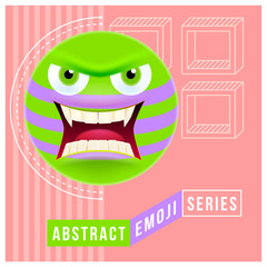 Abstract Cute Angry Emoji with Big Eyes